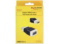 DeLOCK 65586 tussenstuk voor kabels HDMI-A VGA Zwart, Wit - thumbnail