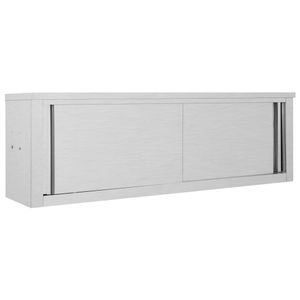 VidaXL Keukenwandkast met schuifdeuren 150x40x50 cm roestvrij staal