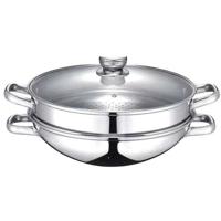 2-in-1 wok - BAUMALU - Alle warmtebronnen inclusief inductie - Glazen deksel - 32 cm