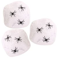 Horror spinnenweb met spinnen - 3x - wit - 20 gr - Halloween decoratie