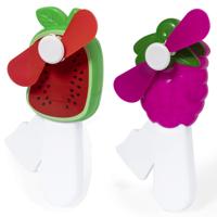 Mini ventilator/handventilator - 2x stuks - meloen/druif - verkoeling - festival/zomer