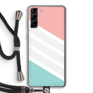 Strepen pastel: Samsung Galaxy S21 Plus Transparant Hoesje met koord