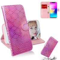 Voor LG W10 effen kleur kleurrijke magnetische Buckle horizontale Flip PU lederen draagtas met houder & kaartsleuven & portemonnee & Lanyard (roze)