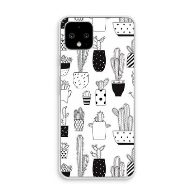 Cactusmotief: Pixel 4 Transparant Hoesje