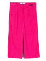 MSGM Kids pantalon plissé à logo brodé - Rose