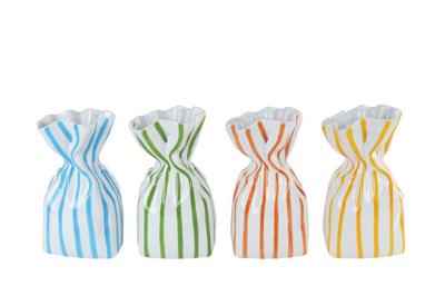 Vaas Stripe* oranje/geel/blauw/groen a4 aardewerk
