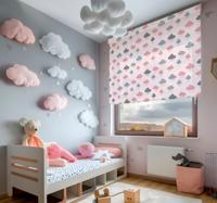 Roze en grijze regenwolken rolgordijn