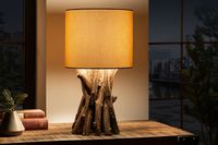 Massief houten tafellamp HARMONY NATURE 50cm beige teakhout met linnen kap - 41385