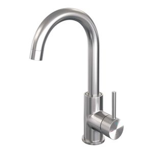 Brauer Brushed carving Wastafelmengkraan opbouw - hoog - draaibaar - ronde uitloop - model a - PVD - geborsteld RVS 5-NG-003-R4