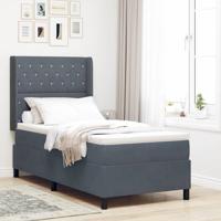 LED Boxspring Bed met Matras Donkergrijs 90 x 190 cm Fluweel