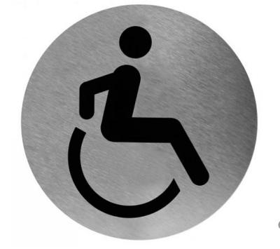 Mediclinics Mediclinics pictogram invalide toilet zelfklevend rond PS0004CS - RVS