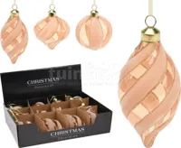 Kerstbal Glas Velvet Goud 8cm Assorti 1st