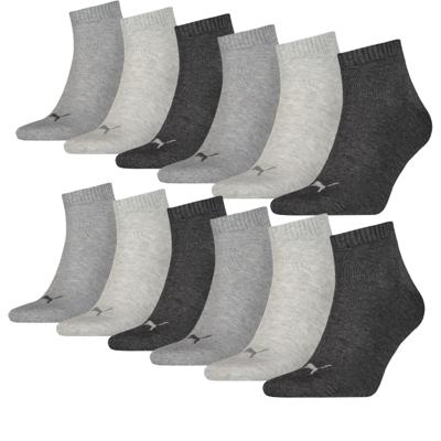 Puma Quarter Sokken Plain 12-pack Antraciet Melange-43/46