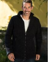 Heren Jas Merino Wol Fleece Engel Natur Kleur Zwart Maat 54/56 - Extra Large