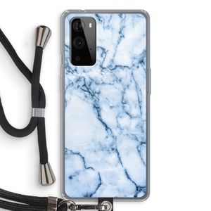 Blauw marmer: OnePlus 9 Pro Transparant Hoesje met koord