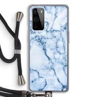 Blauw marmer: OnePlus 9 Pro Transparant Hoesje met koord