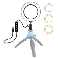 PULUZ 4 6 inch USB 3 modi Dimbare LED ring on-camera video lichten met koude schoen statief bal hoofd
