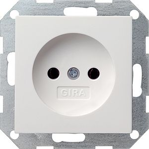 Gira 1-voudige wandcontactdoos zonder randaarde wit mat