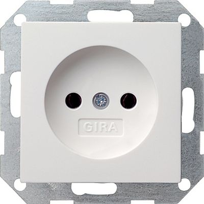 Gira 1-voudige wandcontactdoos zonder randaarde wit mat