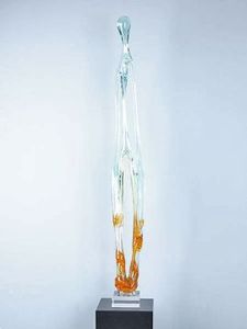 Glassculptuur Petrovskiy oranje/geel