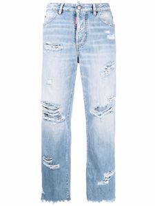 DSQUARED2 jean droit à effet usé - Bleu