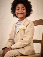 Feestelijk jasje voor jongens van katoen/linnen beige