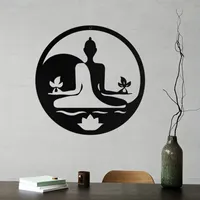 Metalen Wanddecoratie met Boeddha Afbeelding - Home & Living - Spiritueelboek.nl - thumbnail