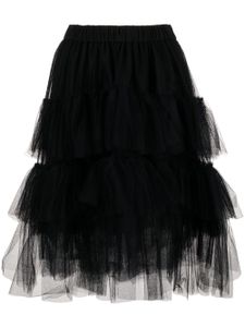 Simone Rocha jupe mi-longue à volants superposés - Noir