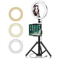YINGNUOST 26cm LED Ring Light ABS + PC Vullicht met 1.6m statief voor TikTok YouTube Video Selfie Make-up - thumbnail