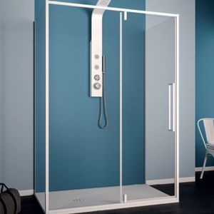 Douchecabine Lacus Murano 130 cm Helder Glas Met Klapdeur Aluminium Profiel Wit (2 Zijwanden)