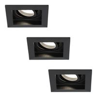 3x Durham dimbare LED inbouwspots - Kantelbaar - Vierkant - Verzonken - Zwart - 5W - GU10 - Plafondspots - 4000K neutraal licht - IP20 - thumbnail