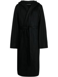 Julius slouch-hood belted-waist coat - Noir