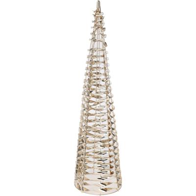 LED kegel kerstboom lamp - goud - 60 leds warm wit - H60 - ijzer - timer