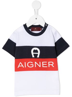 Aigner Kids t-shirt à bande logo - Blanc