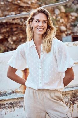Tramontana Puff-Sleeved Blouse | White
