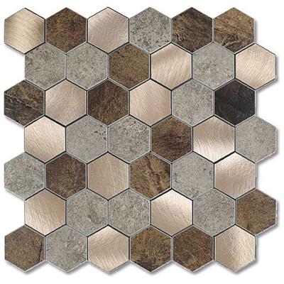 Zelfklevend Mozaiek Hexagon Koper V-Groef