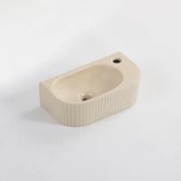 QeramiQ Blend Fontein - 40x22x12cm - Rechts - Geribbeld - halfrond - 1 kraangat - Keramiek - Beige mat 8715LB