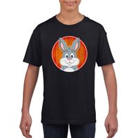 T-shirt konijn zwart kinderen