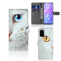 Samsung Galaxy S20 Plus Telefoonhoesje met Pasjes Witte Kat - thumbnail