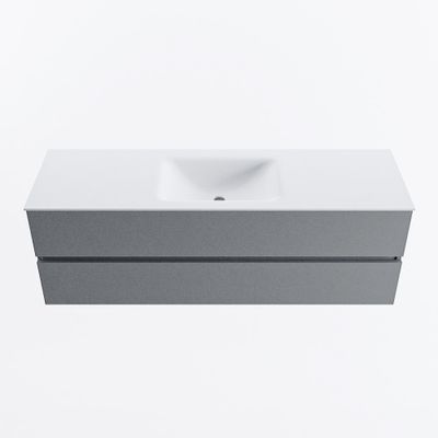 MONDIAZ VICA 150cm badmeubel onderkast Plata 2 lades. Wastafel CLOUD midden zonder kraangat, kleur Talc.