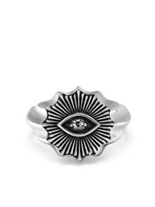 Nialaya Jewelry bague Evil Eye sertie de cristaux - Argent