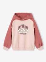Bewerkte meisjessweater met capuchon roze (poederkleur) - thumbnail
