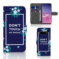 Samsung Galaxy S10 Plus Portemonnee Hoesje Flowers Blue DTMP