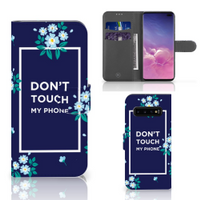 Samsung Galaxy S10 Plus Portemonnee Hoesje Flowers Blue DTMP - thumbnail