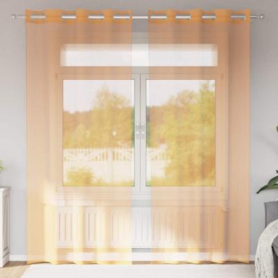Gordijnen voile met doorvoertules 2 st terracotta
