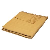 Atmosphera Plaid - oker geel - 230 x 250 cm - katoen - met franjes - kleed - dekentje