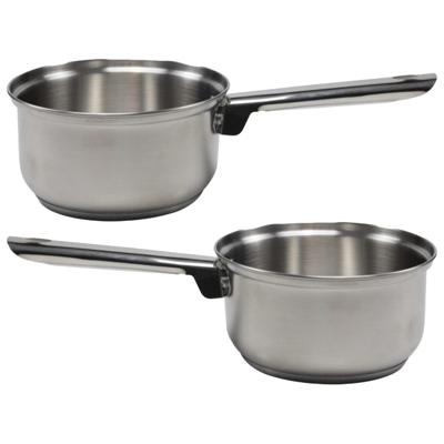 Steelpan/sauspan - 2x - RVS - D16 cm - 1L -? Alle warmtebronnen