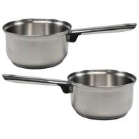 Steelpan/sauspan - 2x - RVS - D16 cm - 1L -? Alle warmtebronnen