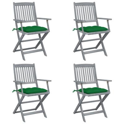 Tuinstoelen 4 st inklapbaar met kussens massief acaciahout