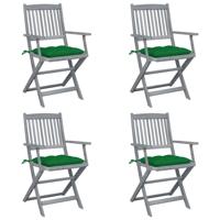 Tuinstoelen 4 st inklapbaar met kussens massief acaciahout